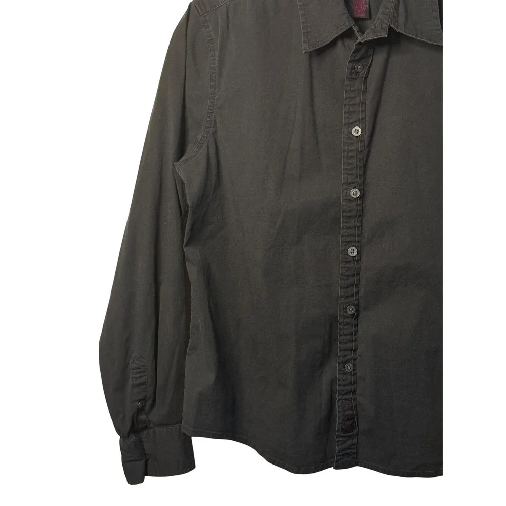 VTG Ralph Lauren Button Down Shirt Black Stretch Cotton Long‎ Sleeve Kids Large